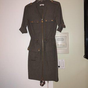 Dark Gray Front Zipper Dress